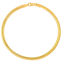 Load image into Gallery viewer, 14K Yellow Gold 4mm Light Oval Snake Chain Herringbone Bracelet with Lobster Lock, 7.5 Inches

