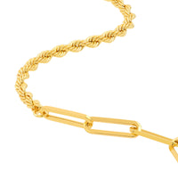 Load image into Gallery viewer, 14K Yellow Gold 50/50 Paperclip and Rope Chain Bracelet with Lobster Lock, 7.5&quot;
