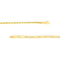 Load image into Gallery viewer, 14K Yellow Gold 50/50 Paperclip and Rope Chain Bracelet with Lobster Lock, 7.5&quot;
