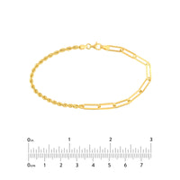 Load image into Gallery viewer, 14K Yellow Gold 50/50 Paperclip and Rope Chain Bracelet with Lobster Lock, 7.5&quot;
