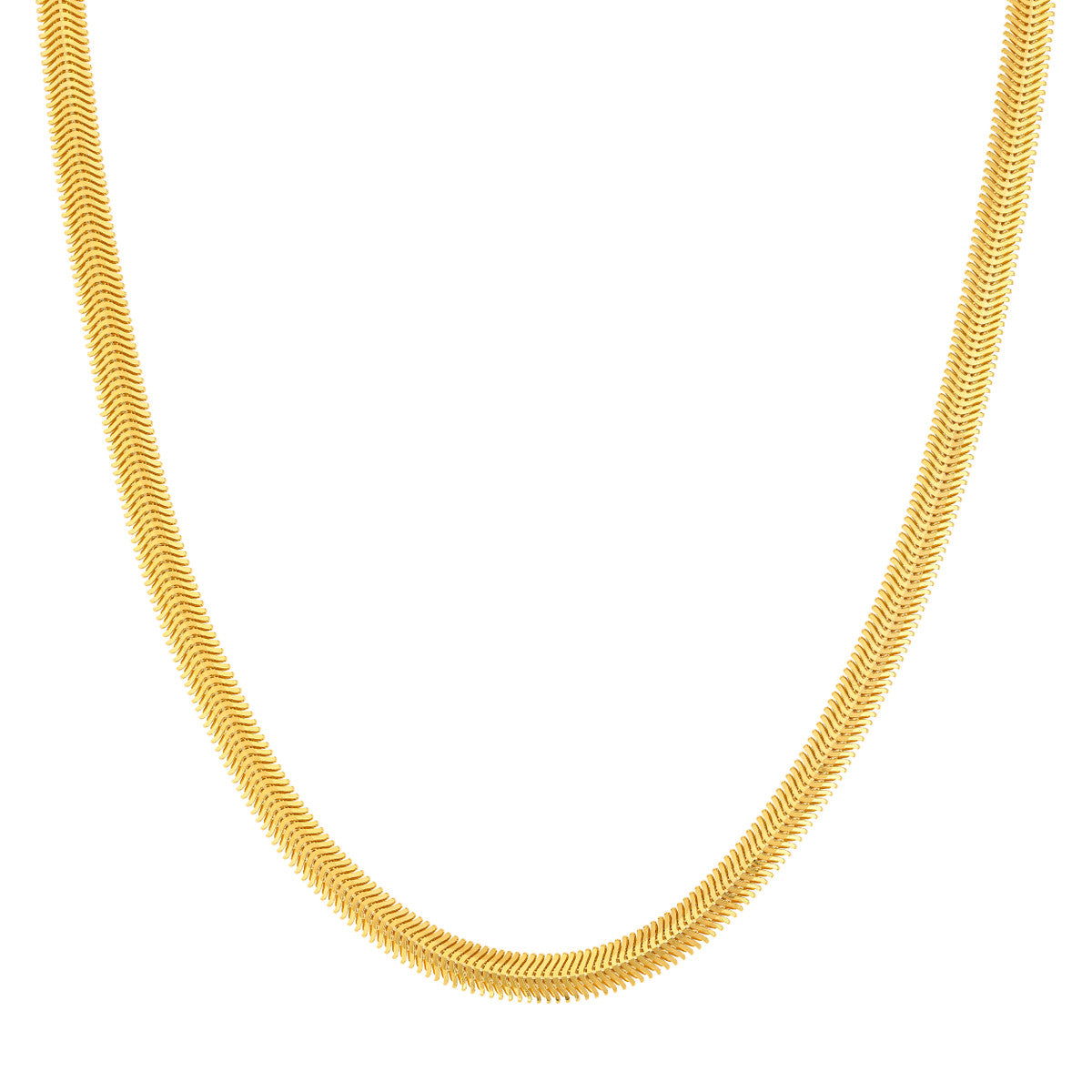 14K Gold 6.4mm Hollow D/C Snake Chain Necklace with Lobster Lock