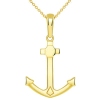 Load image into Gallery viewer, Solid 14K Yellow Gold Anchor Nautical Marine Pendant Necklace
