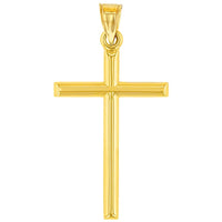Load image into Gallery viewer, 14K Yellow Gold Classic Latin Cross Pendant Necklace with Figaro Chain
