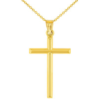 Load image into Gallery viewer, 14K Yellow Gold Classic Latin Plain Cross Pendant Necklace
