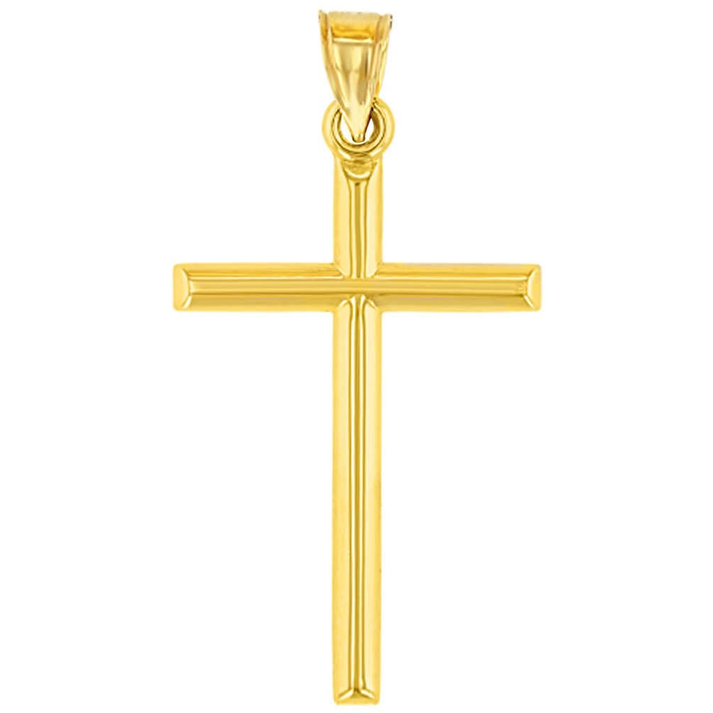 14K Yellow Gold Classic Latin Plain Cross Pendant