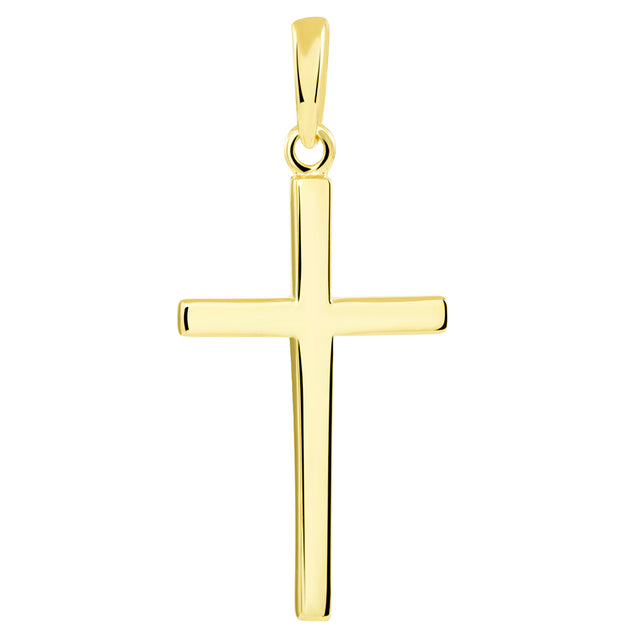 14K Yellow Gold Classic Plain Religious Cross Pendant | Jewelry America