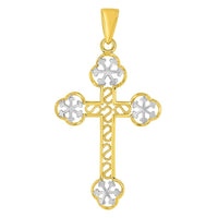 Load image into Gallery viewer, 14K Yellow Gold Eastern Orthodox Cross Charm Pendant with Cable, Curb, or Figaro Chain Necklace
