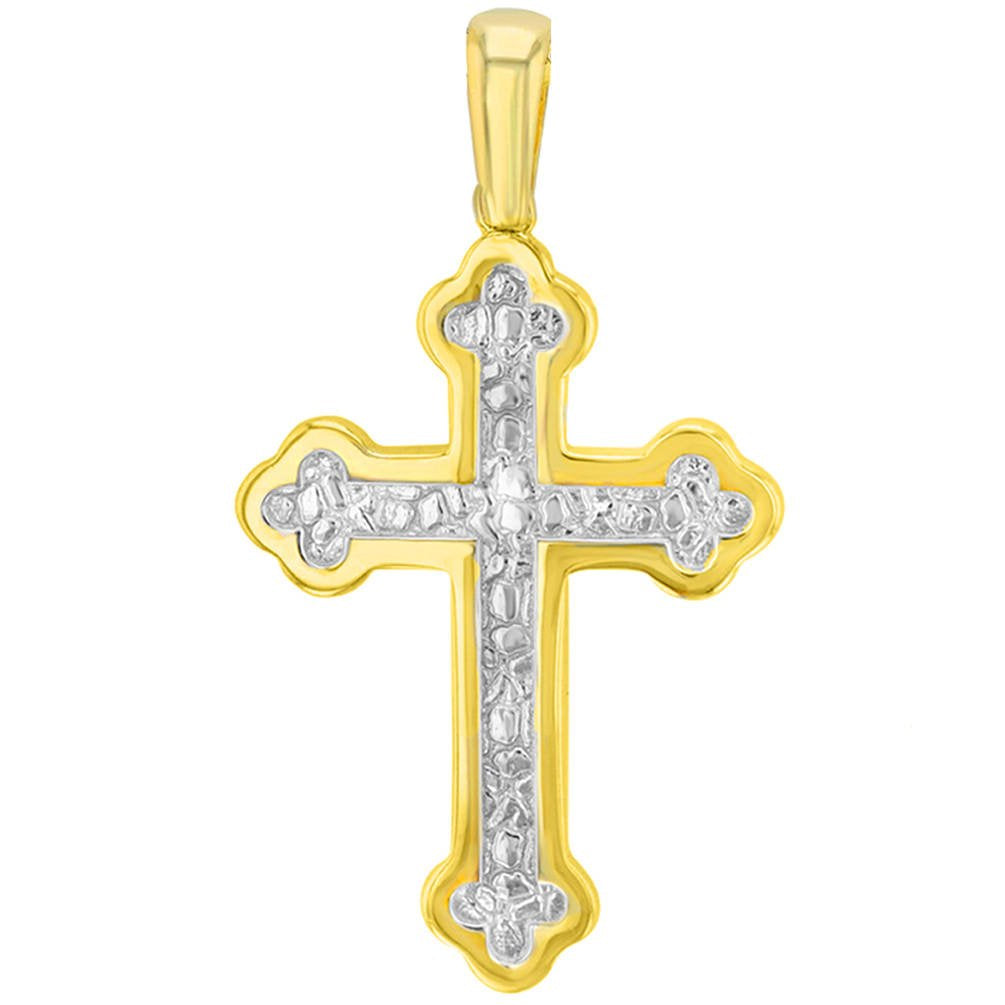 14K Yellow Gold Elegant Eastern Orthodox Cross Pendant