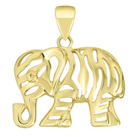 Load image into Gallery viewer, Polished 14K Yellow Gold Elegant Elephant Charm Animal Pendant Necklace
