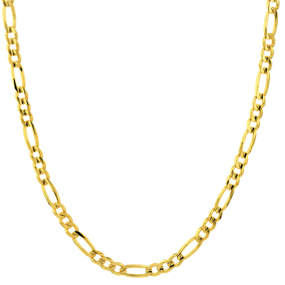 Solid 14K Yellow Gold 6mm Figaro Chain Necklace with Lobster Lock