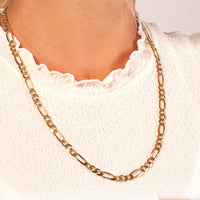 Load image into Gallery viewer, Solid 14K Yellow Gold 6mm Figaro Chain Necklace with Lobster Lock

