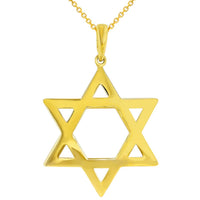 Load image into Gallery viewer, Polished 14K Yellow Gold Large Star of David Pendant Necklace
