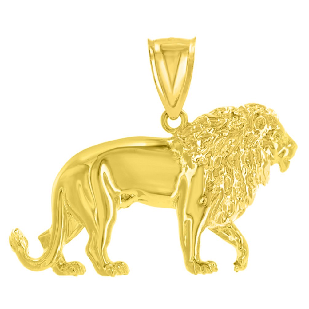 14K Yellow Gold Lion Charm Leo Zodiac Sign Charm Pendant with High Polish