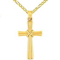 Load image into Gallery viewer, 14K Yellow Gold Polished Cross with Knot Pendant Necklace
