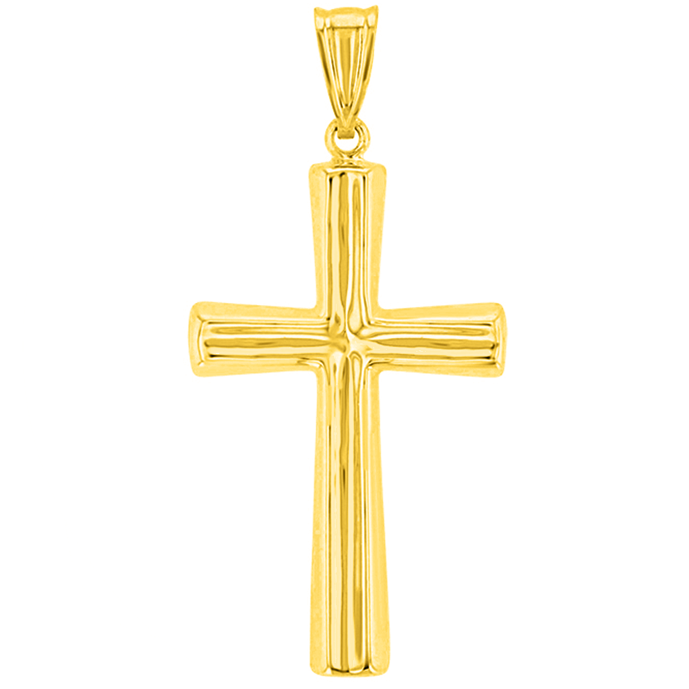 14K Yellow Gold Polished Plain Religious Cross Pendant