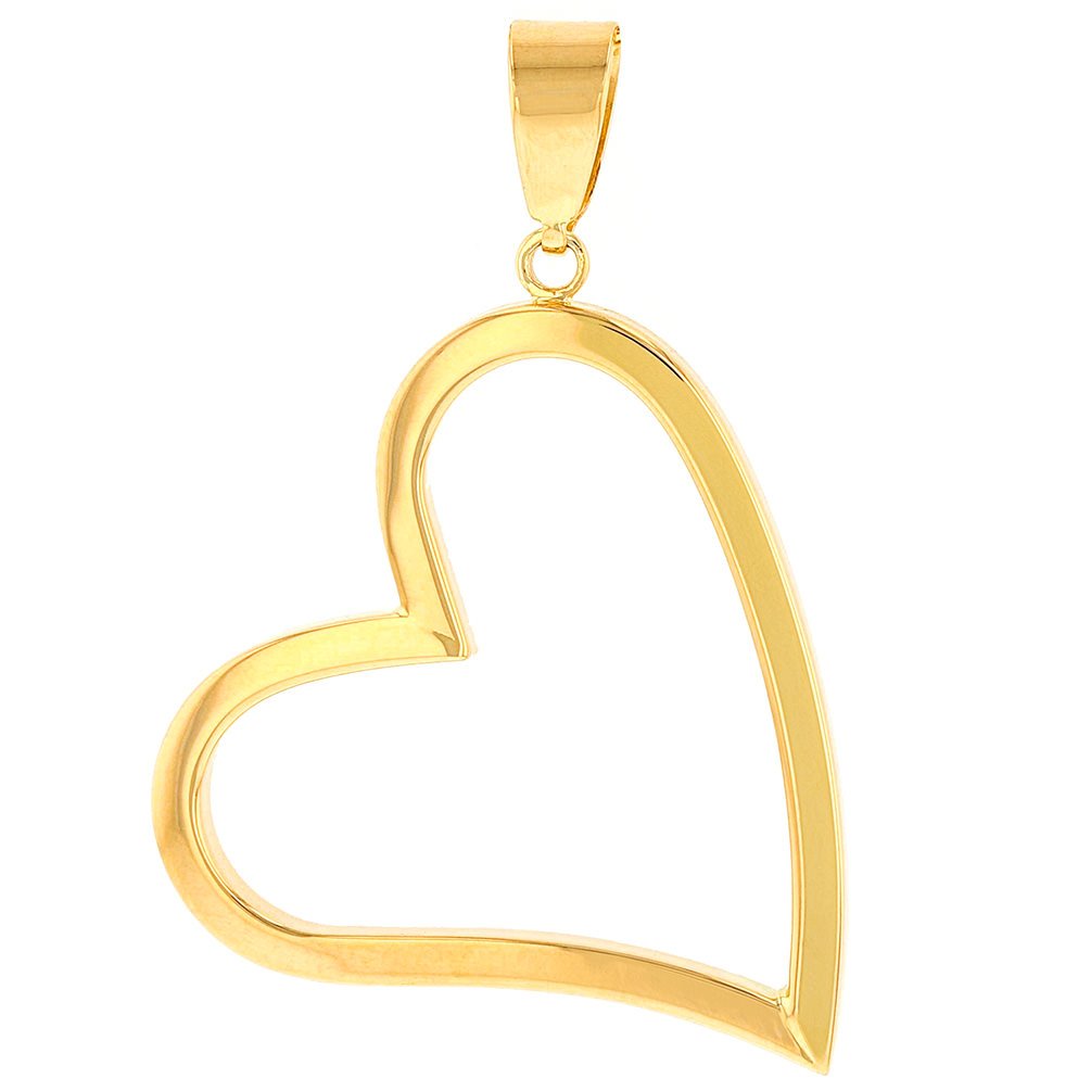 14K Yellow Gold Polished Sideways Heart Pendant