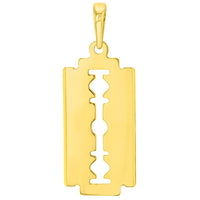 Load image into Gallery viewer, Solid 14K Yellow Gold Sharp Edged Razor Blade Pendant Necklace
