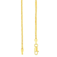 Load image into Gallery viewer, 14K Yellow Gold Square 1.5mm Wheat Chain Braided Necklace with Lobster Clasp
