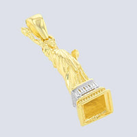 Load image into Gallery viewer, Solid 14K Yellow Gold Statue of Liberty Charm Pendant With Cable, Curb or Figaro Chain Necklace
