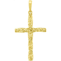 Load image into Gallery viewer, 14K Yellow Gold Textured Spiral Tube Cross Pendant
