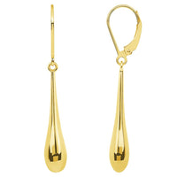 Load image into Gallery viewer, 14k Yellow Gold Plain and Simple Teardrop Dangle Drop Earrings, 6mm
