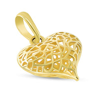 Load image into Gallery viewer, 14k Gold 3-D Open Puffed Heart Pendant Necklace
