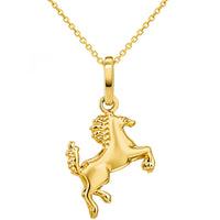 Load image into Gallery viewer, 14k Gold 3D Stallion Horse Pendant Necklace
