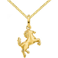 Load image into Gallery viewer, 14k Gold 3D Stallion Horse Pendant Necklace
