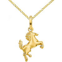 Load image into Gallery viewer, 14k Gold 3D Stallion Horse Pendant Necklace
