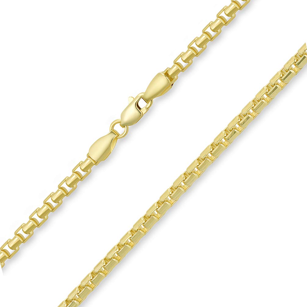14k Gold 3mm Box-Link Chain Necklace Jewelry America