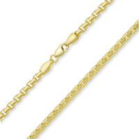 Load image into Gallery viewer, Semi-Solid 14k Yellow Gold 3mm Round Box Link Chain Necklace with Lobster Claw Clasp

