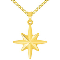 Load image into Gallery viewer, 14k Gold 8 Pointed North Star Pendant Necklace
