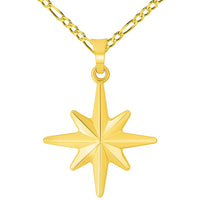 Load image into Gallery viewer, 14k Gold 8 Pointed North Star Pendant Necklace
