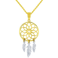 Load image into Gallery viewer, 14k Gold American Dreamcatcher Pendant Necklace
