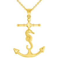 Load image into Gallery viewer, 14k Gold Anchor-Seahorse Pendant Necklaces
