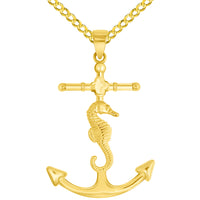 Load image into Gallery viewer, 14k Gold Anchor-Seahorse Pendant Necklaces
