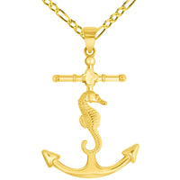 Load image into Gallery viewer, 14k Gold Anchor-Seahorse Pendant Necklaces
