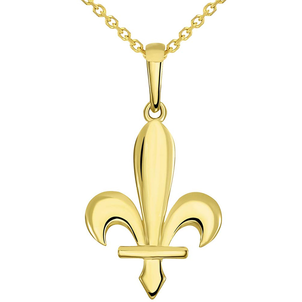 14k Gold Bosnian Fleur de Lis Pendant Necklace