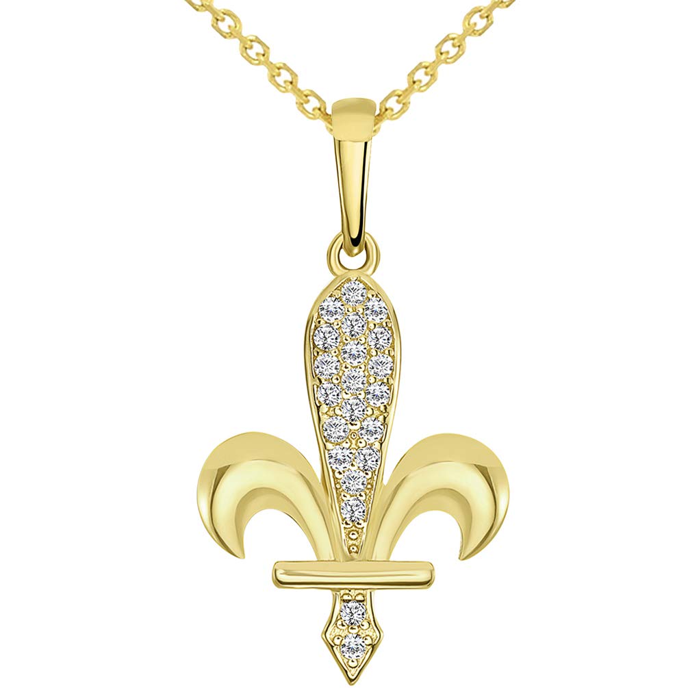 14k Gold Bosnian Fleur de Lis Pendant Necklace