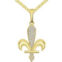 Load image into Gallery viewer, 14k Gold Bosnian Fleur de Lis Pendant Necklace
