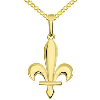 Load image into Gallery viewer, 14k Gold Bosnian Fleur de Lis Pendant Necklace

