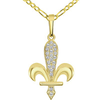 Load image into Gallery viewer, 14k Gold Bosnian Fleur de Lis Pendant Necklace
