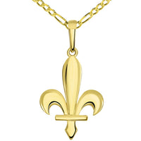 Load image into Gallery viewer, 14k Gold Bosnian Fleur de Lis Pendant Necklace
