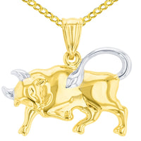 Load image into Gallery viewer, 14K Gold Bull Pendant Taurus Zodiac Necklace
