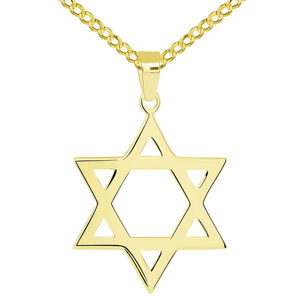 14k Gold Classic Hebrew Star of David Pendant Necklace