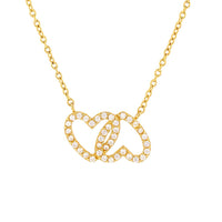 Load image into Gallery viewer, 14K Gold Cubic Zirconia Double Heart Necklace
