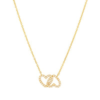 Load image into Gallery viewer, 14K Gold Cubic Zirconia Double Heart Necklace
