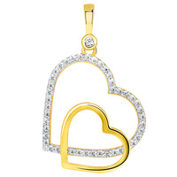 Load image into Gallery viewer, 14k Gold Cubic Zirconia Double Heart Pendant
