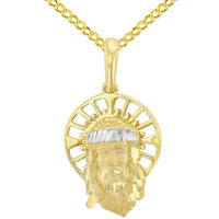 Load image into Gallery viewer, 14K Gold Dainty Halo Jesus Christ Face Pendant Necklace
