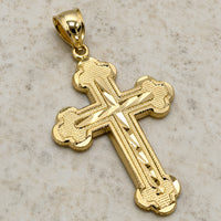 Load image into Gallery viewer, 14K Gold Diamond-Cut Budded Cross Pendant
